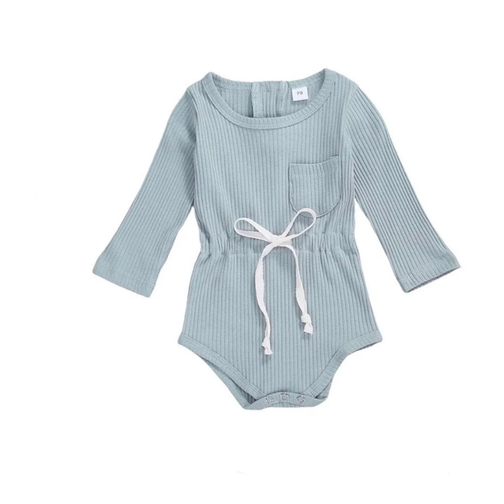 NWOT Baby Boutique Ribbed Tie Long Sleeve Romper